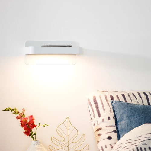 Lucide ATKIN - Lampe de chevet / Applique mural - LED - 1x6W 3000K - Point de rechargement USB - Blanc - ambiance 1